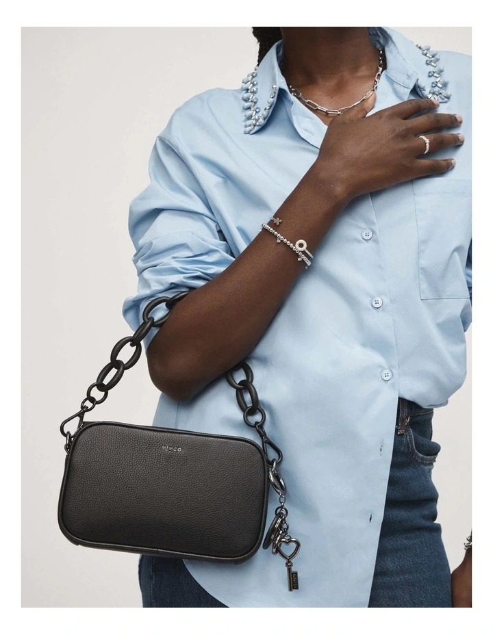 Classico Gusset Medium Pouch In Black Gunmetal 5 Classico Gusset Medium Pouch In Black Gunmetal - Image 5