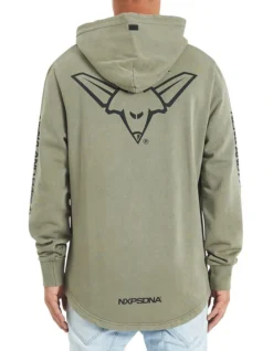 Essendon Curved Hem Hooded Sweatshirt In Khaki
