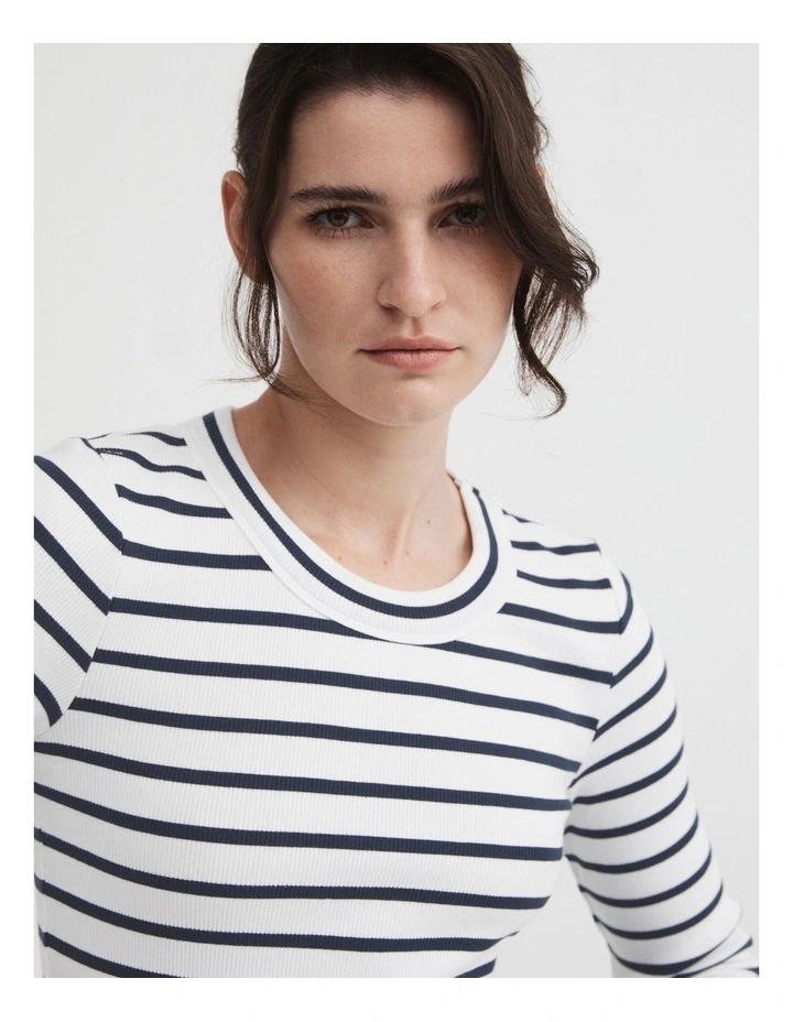 Stripe Long Sleeve Rib Top In Ink 1 Stripe Long Sleeve Rib Top In Ink