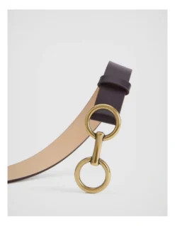 Snaffle Leather Belt In Plum