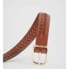 Whipstitch Leather Belt In Cinnamon