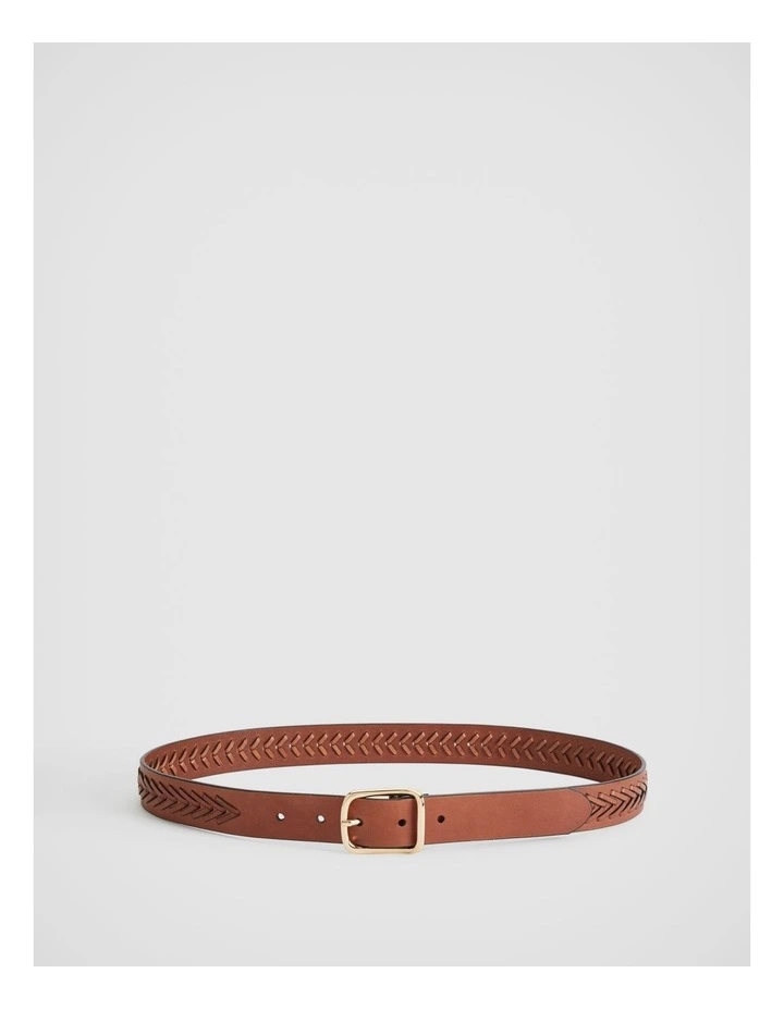 Whipstitch Leather Belt In Cinnamon 2 Whipstitch Leather Belt In Cinnamon - Image 2