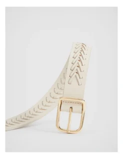 Whipstitch Leather Belt In Raw Oak