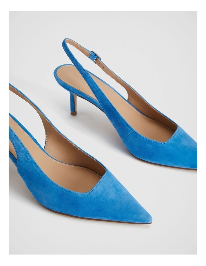 Sling Back Suede 65mm Heel In Sorrento Blue 3 Sling Back Suede 65mm Heel In Sorrento Blue - Image 3
