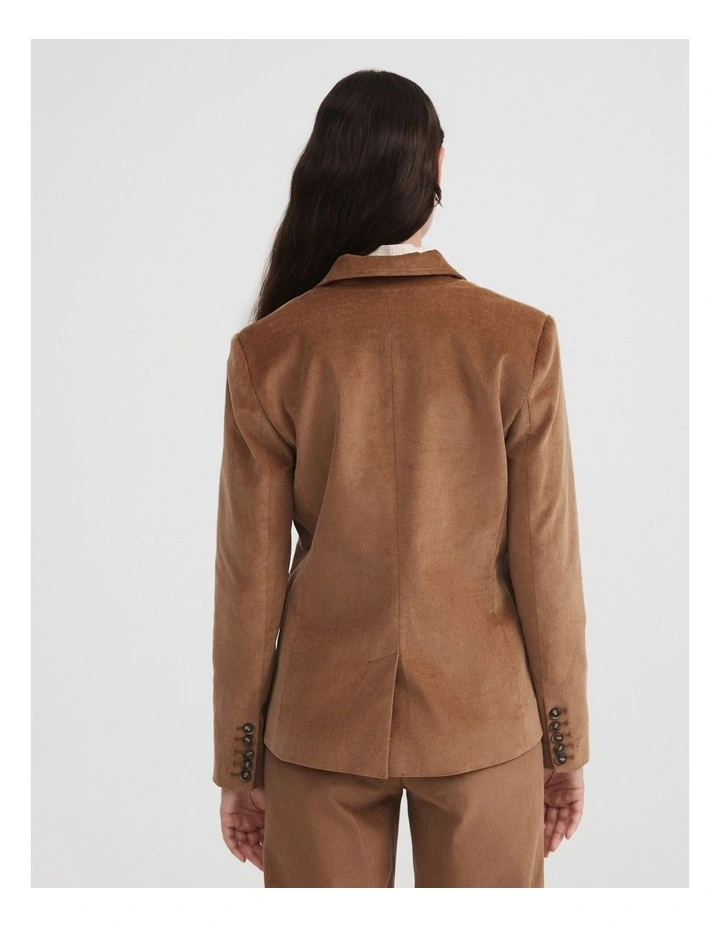 Cotton Cord Single Breasted Blazer In Camel 5 Cotton Cord Single Breasted Blazer In Camel - Image 5