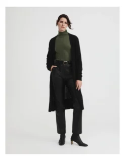 Merino Silk Longline Cardigan In Black