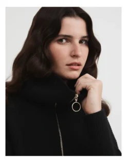 Merino Zip Through Knit In Black 6 Merino Zip Through Knit In Black -Myer Clothing Shop 993181780 3 720x928