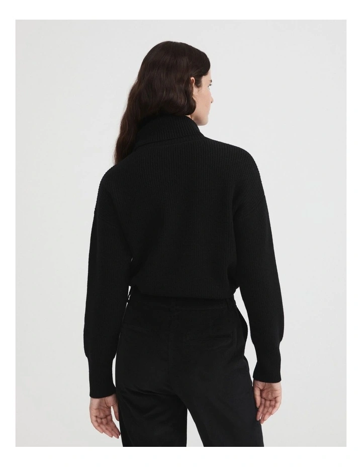 Merino Zip Through Knit In Black 4 Merino Zip Through Knit In Black - Image 4