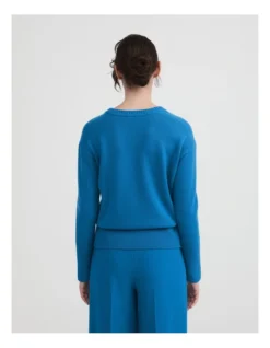 Drop Shoulder Crew Knit In Sorrento Blue -Myer Clothing Shop 993243070 4 720x928