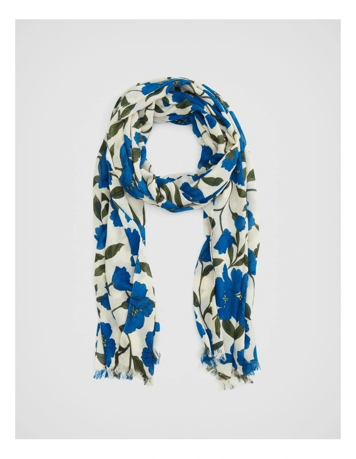 Bluebell Print Scarf In Bright Blue 1 Bluebell Print Scarf In Bright Blue
