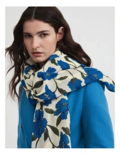 Bluebell Print Scarf In Bright Blue 5 Bluebell Print Scarf In Bright Blue -Myer Clothing Shop 993246760 3 720x928