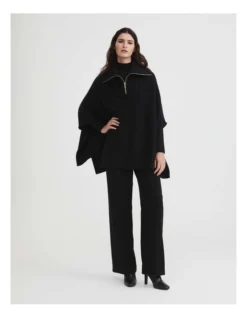 Rib Neck Poncho In Black 7 Rib Neck Poncho In Black -Myer Clothing Shop 993247210 3 720x928