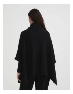 Rib Neck Poncho In Black 8 Rib Neck Poncho In Black -Myer Clothing Shop 993247210 4 720x928