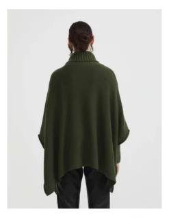 Rib Neck Poncho In Olive -Myer Clothing Shop 993247300 4 720x928