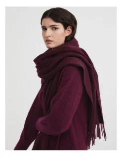 Luxe Essential Wool Blend Scarf In Bordeaux -Myer Clothing Shop 993247930 3 720x928