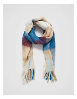 Blanket Check Scarf In Blue