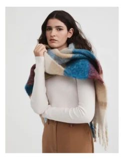 Blanket Check Scarf In Blue -Myer Clothing Shop 993248110 3 720x928