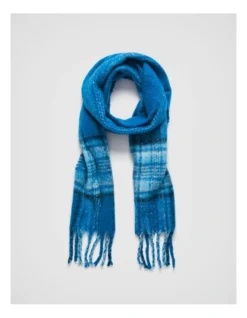 Cross Check Scarf In Fresh Blue