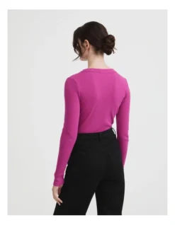 Long Sleeve Rib Top In Mulberry -Myer Clothing Shop 993248740 4 720x928