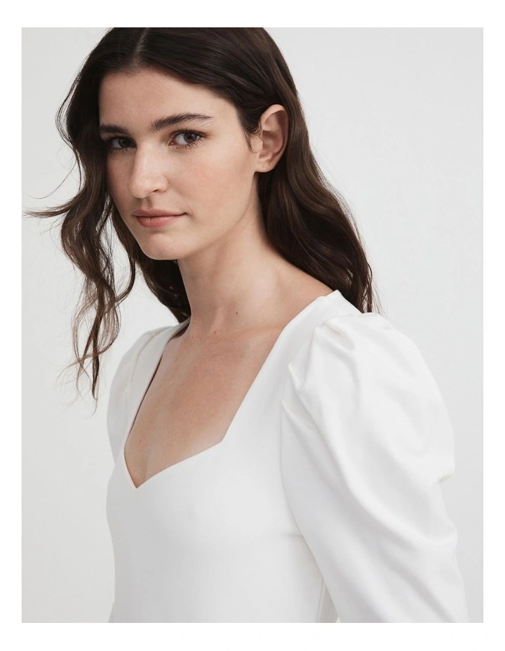 Ponte Sweetheart Neckline Bodysuit In Chalk 2 Ponte Sweetheart Neckline Bodysuit In Chalk - Image 2