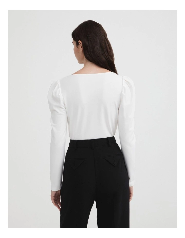 Ponte Sweetheart Neckline Bodysuit In Chalk 4 Ponte Sweetheart Neckline Bodysuit In Chalk - Image 4