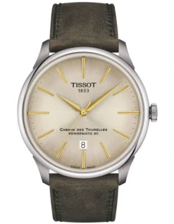 Tissot Chemin Des Tourelles Powermatic 80 42mm T1394071626100 Watch In Ivory