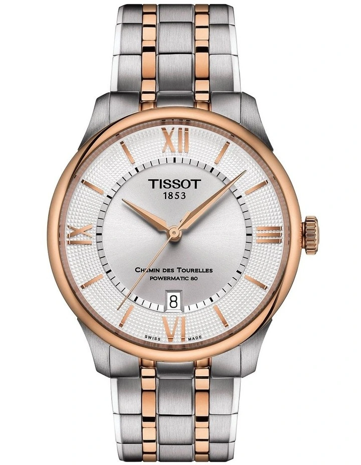 Tissot Chemin Des Tourelles Powermatic 80 39mm T1398072203800 Watch In Silver/Rose Gold 1 Tissot Chemin Des Tourelles Powermatic 80 39mm T1398072203800 Watch In Silver/Rose Gold