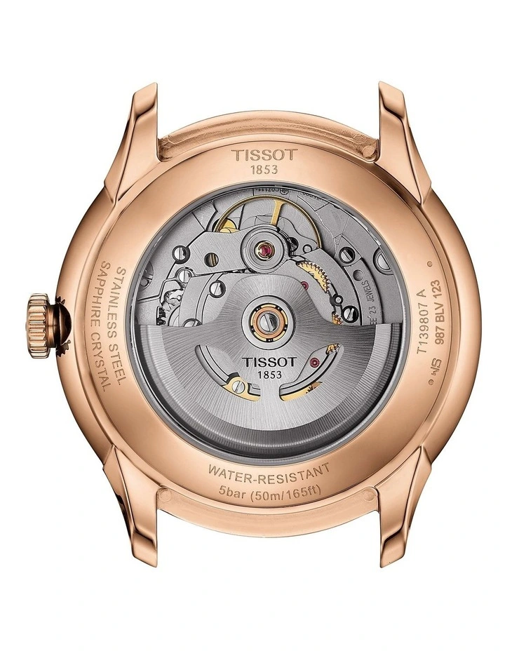 Tissot Chemin Des Tourelles Powermatic 80 39mm T1398073603100 Watch In Rose Gold/Brown Leather 4 Tissot Chemin Des Tourelles Powermatic 80 39mm T1398073603100 Watch In Rose Gold/Brown Leather - Image 4