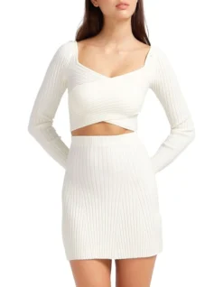 C'est Belle Knit Mini Skirt In Cream