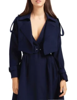 Manhattan Cropped Trench In Navy