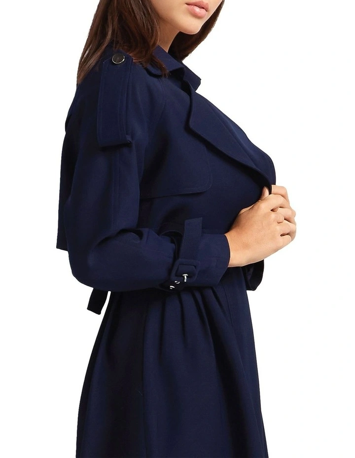 Manhattan Cropped Trench In Navy 2 Manhattan Cropped Trench In Navy - Image 2