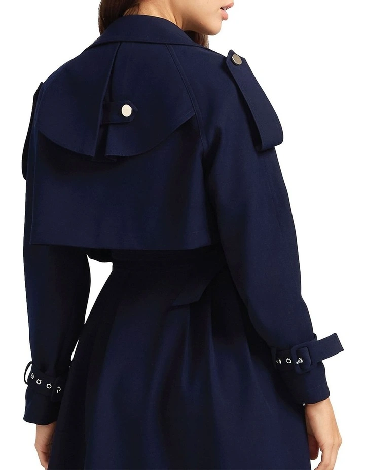 Manhattan Cropped Trench In Navy 3 Manhattan Cropped Trench In Navy - Image 3