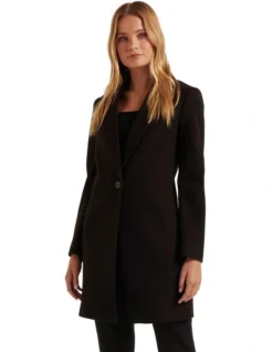 Forever New Becca Single Breasted Coatigan In Black