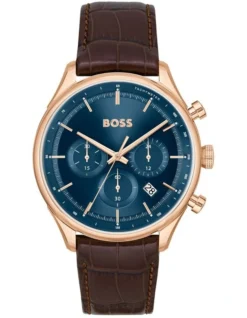 Hugo Boss Gregor Stainless Steel Watch In Blue Sunray