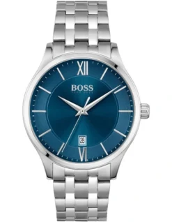 Hugo Boss Elite Stainless Steel Watch In Blue