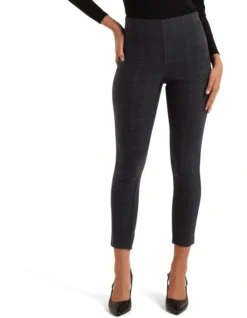 Forever New Chloe Check Pull On Legging In Grey