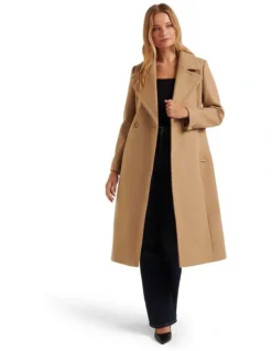 Forever New Olivia Wrap Coat In Brown