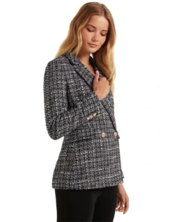 Forever New Camilla Double Breasted Boucle Jacket In Black Multi 7 Forever New Camilla Double Breasted Boucle Jacket In Black Multi -Myer Clothing Shop 995437990 3 720x928