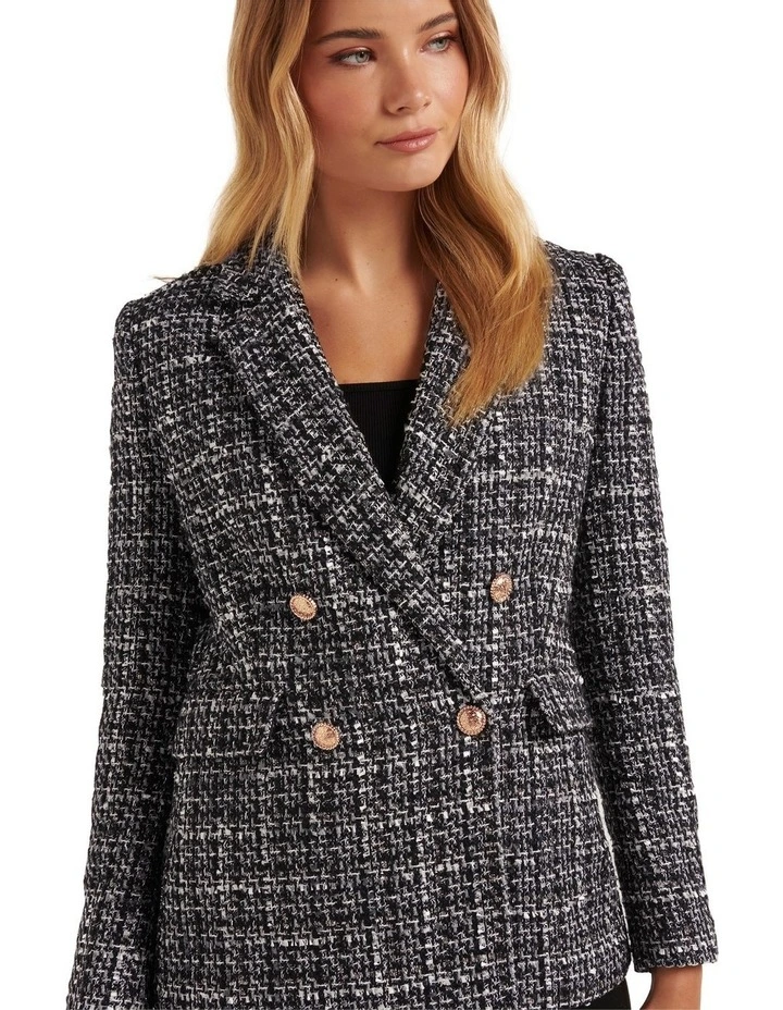 Forever New Camilla Double Breasted Boucle Jacket In Black Multi 4 Forever New Camilla Double Breasted Boucle Jacket In Black Multi - Image 4